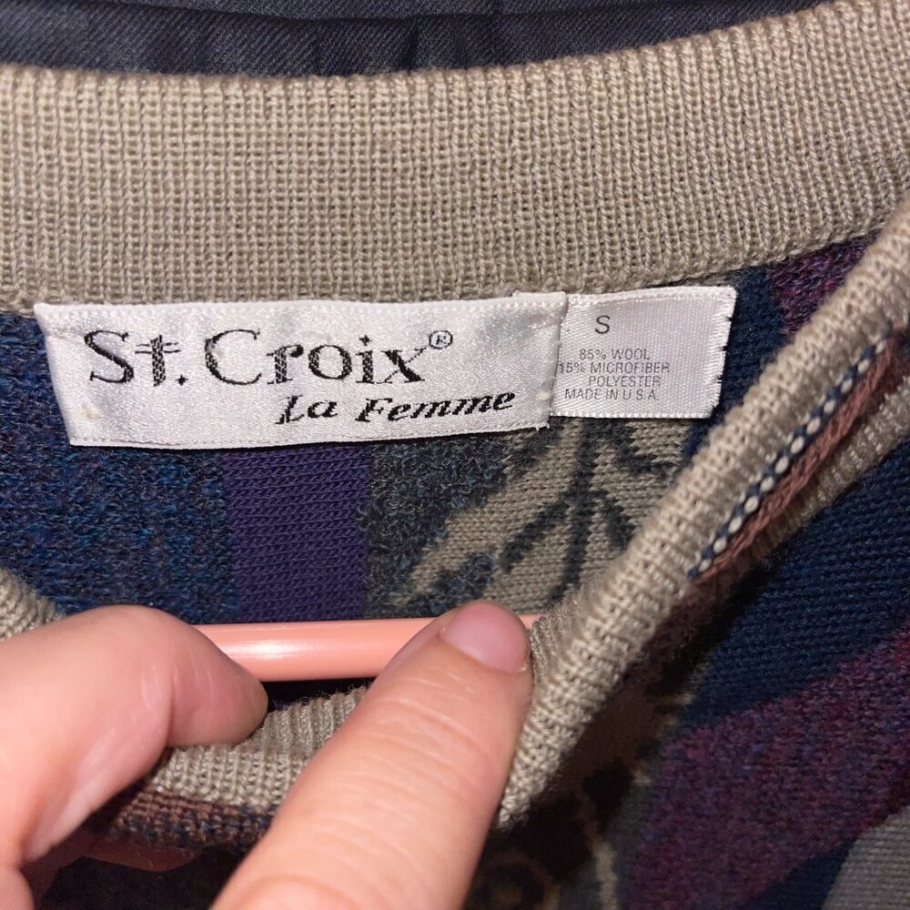 St. Croix La Femme Vintage 1990s Womens Sweater Size Small Multicolor Crew Neck - Picture 3 of 8